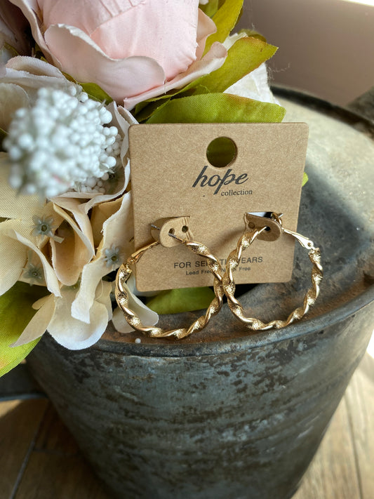 Gold twisted hoops