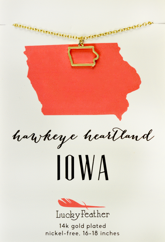 State Necklace - Gold - IOWA