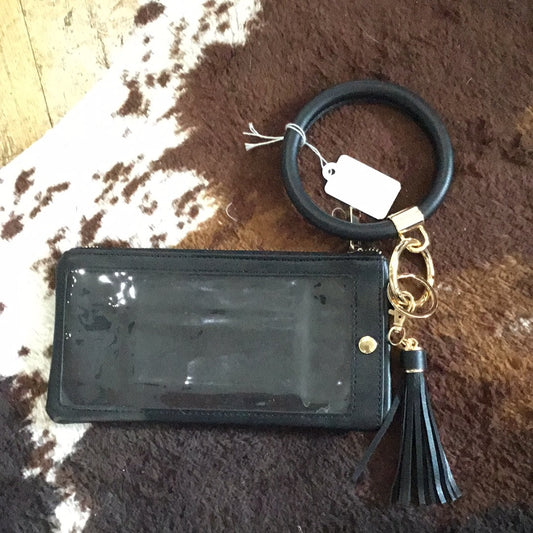 Black and clear wristlet