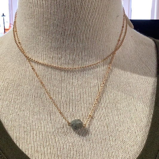 Two chain necklace with small accent stone